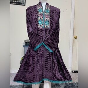 Ladies plachi velvet peplum top/ short dress/ top